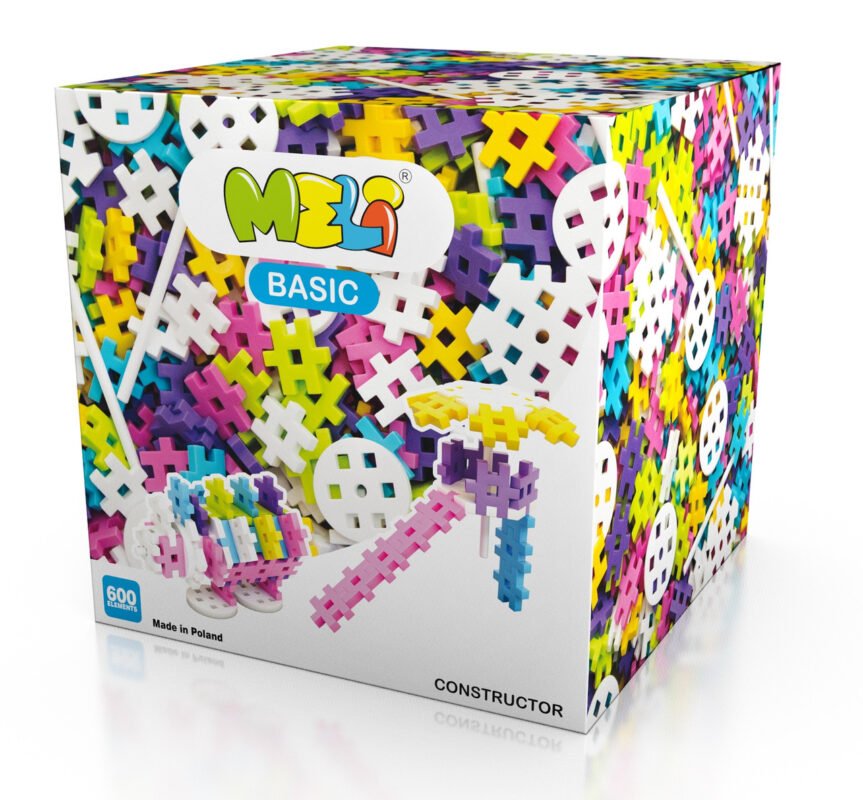 Конструктор*BASIC* фігурні 600 елм. Рожеві (2,5х2,5см) /MELI