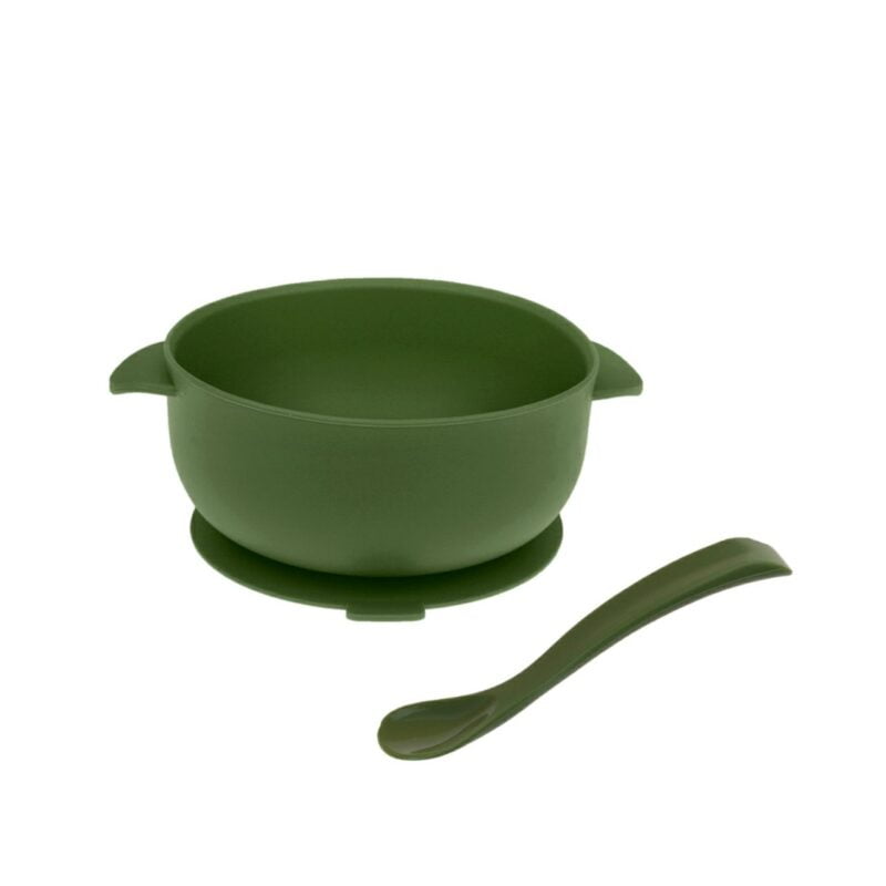 Силиконовая миска с крышкой и ложкой - Green Tea
