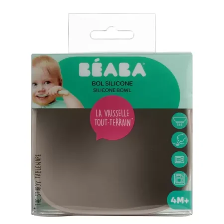 Силіконова миска на присосці-  сірий