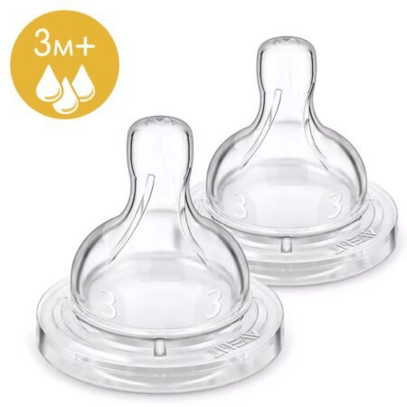 Соска Avent силіконова Classic+ середній потік 2шт 3+