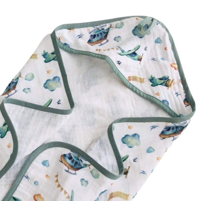 Мусліновий рушник кутиком 80х80 см Вертольотики - Зображення 1