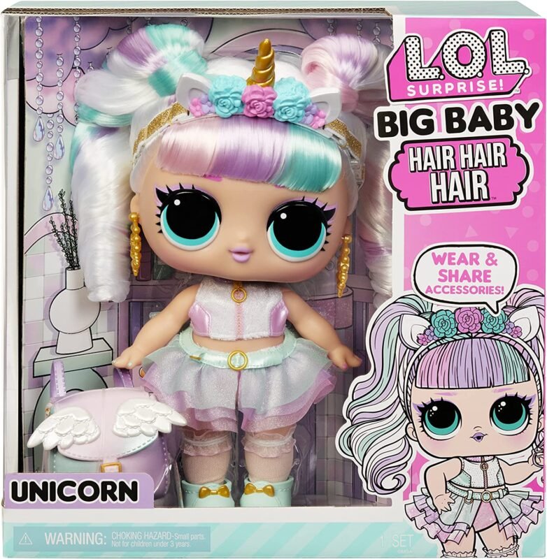 Игровой набор с мегакуклой L.O.L. SURPRISE! серии *Big Baby Hair Hair Hair* – ЕДИНОРОГ