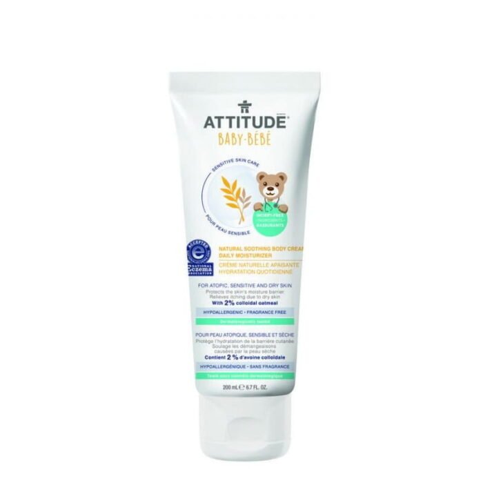 krem-dlya-tela-uvlazhnyayushhij-detskij-200ml-sensitive-skin-attitude Крем для тіла зволожуючий дитячий 200мл Sensitive Skin, Attitude - Зображення 1