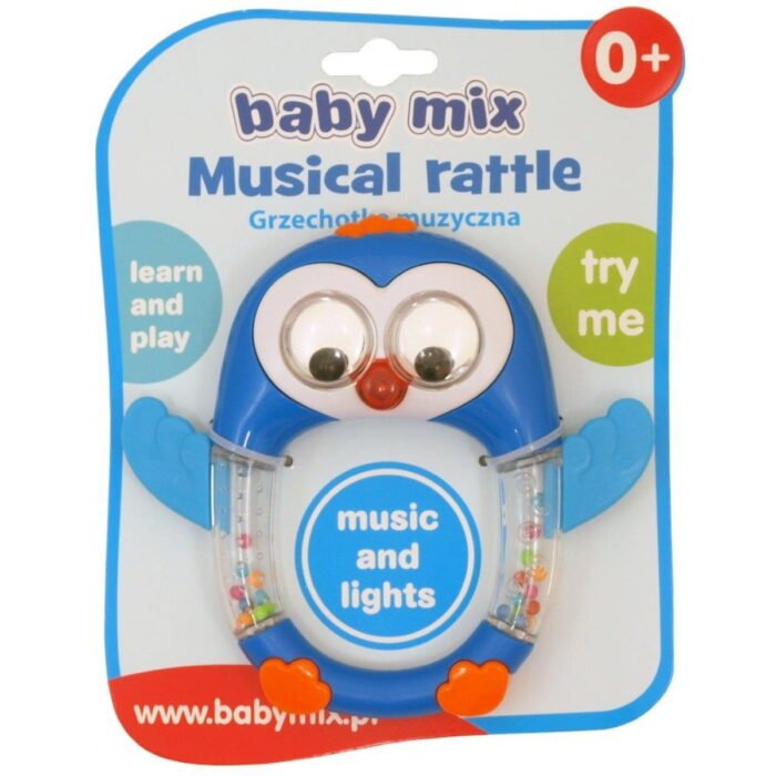 Брязкальце пластикове музичне Baby Mix KP-0693 Пінгвін блакитний (30462, blue, блакитний) - Зображення 1