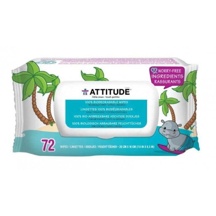 Серветки вологі для дітей 72 шт, Attitude - Зображення 1