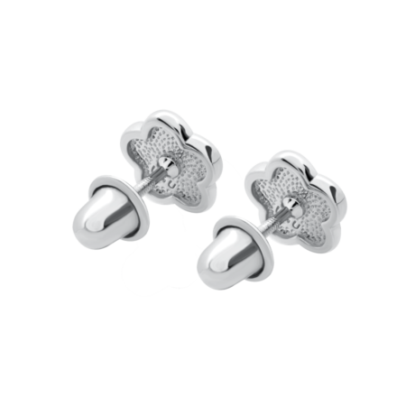 Сережки Квіточка з сердечком Біло-Рожевий - Зображення 2