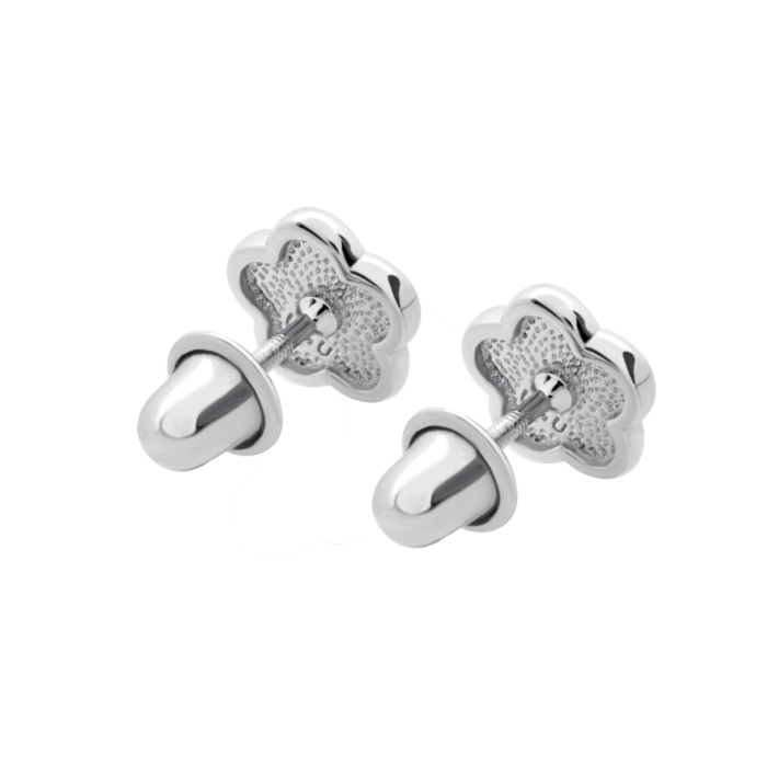 Сережки Квіточка з сердечком Біло-Рожевий - Зображення 2