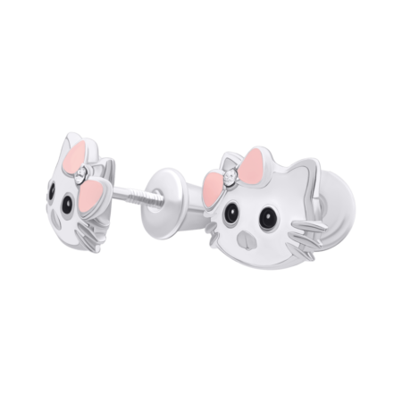 Сережки Кіті-котик рожевий