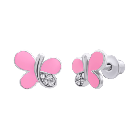 Сережки Метелик блискучий Рожевий