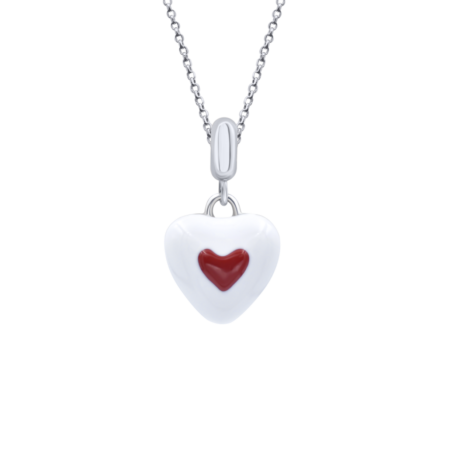 Кулон Серце в серці біло-червоне
