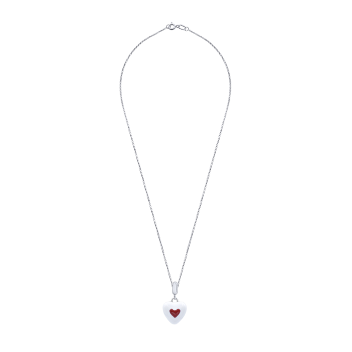 Кулон Серце в серці біло-червоне - Зображення 2