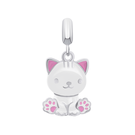 Кулон Котик з лапкою Білий