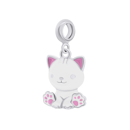 Кулон Котик з лапкою Білий - Зображення 3