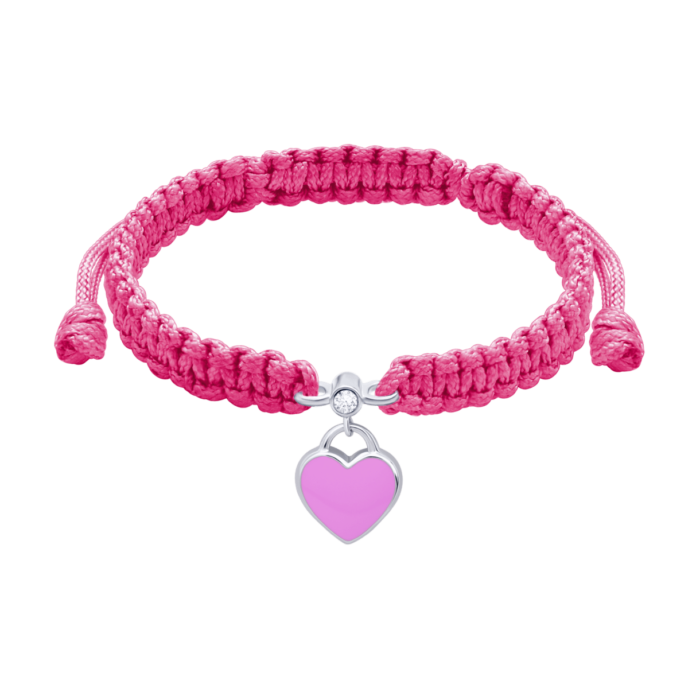 Браслет плетений Серце Рожевий - Зображення 1