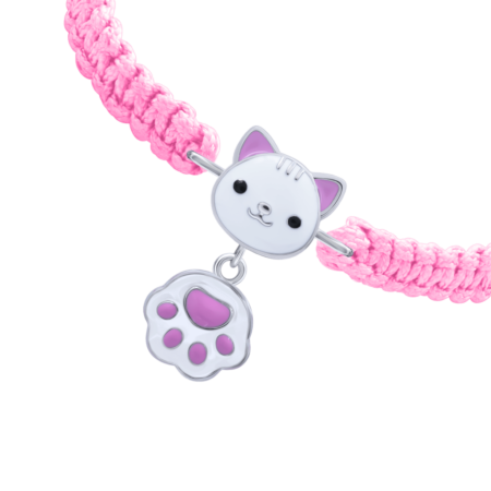 Браслет плетений Котик з лапкою Білий - Зображення 2
