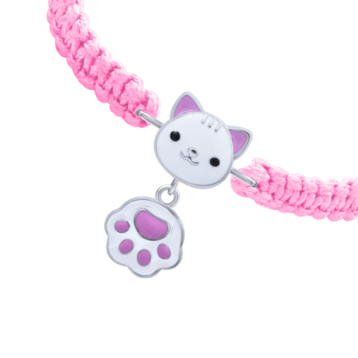 Браслет плетений Котик з лапкою Білий - Зображення 2