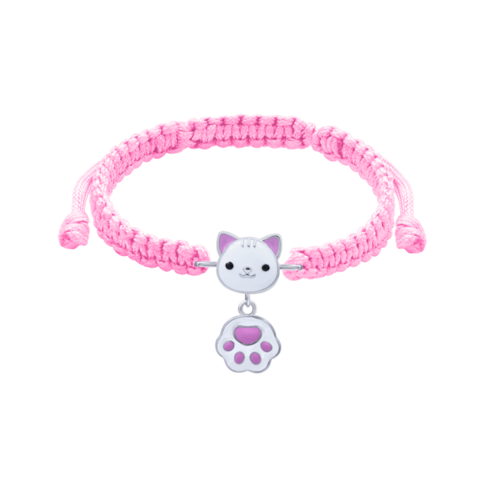 Браслет плетений Котик з лапкою Білий - Зображення 1