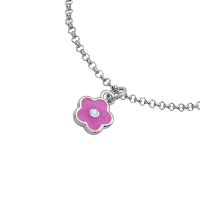Браслет на ланцюжку Квіточка рожева - Зображення 2