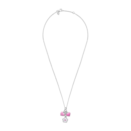 Кольє Квіточка з сердечком Біло-Рожевий - Зображення 2
