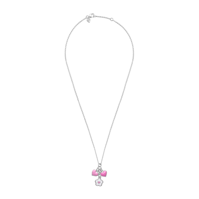 Кольє Квіточка з сердечком Біло-Рожевий - Зображення 2
