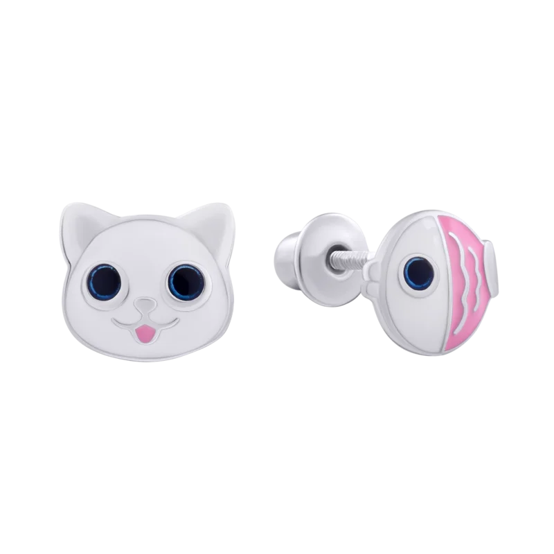 Сережки Котик з рибкою