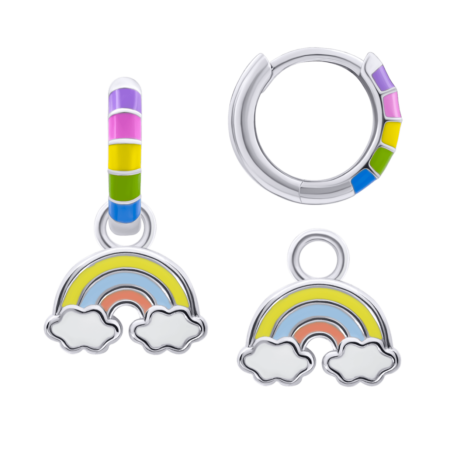 Сережки з підвісами Веселка кольорова