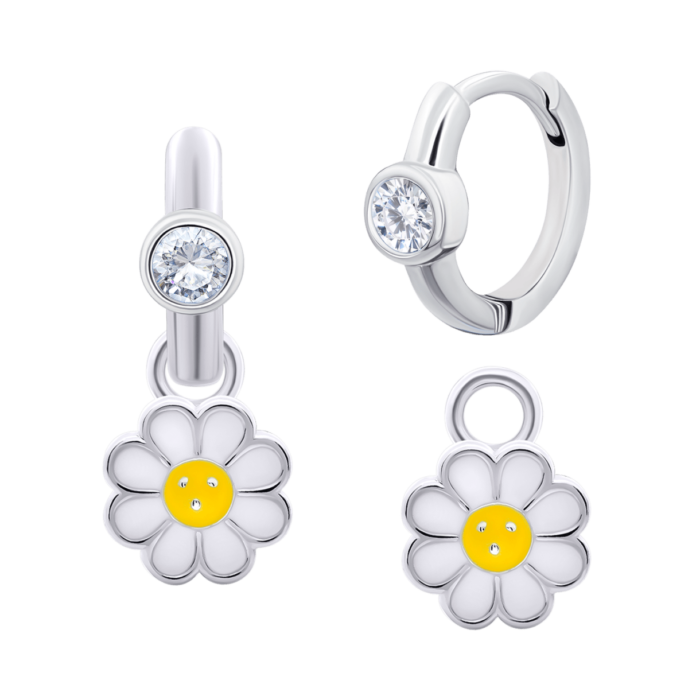 Сережки з підвісами Ромашка - Зображення 1