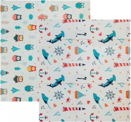 2036016 Дитячий двосторонній, складний килимок *Морський сезон та Зимові совушки*, 200x180x1 см