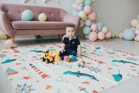 2036016 Дитячий двосторонній, складний килимок *Морський сезон та Зимові совушки*, 200x180x1 см - Зображення 2