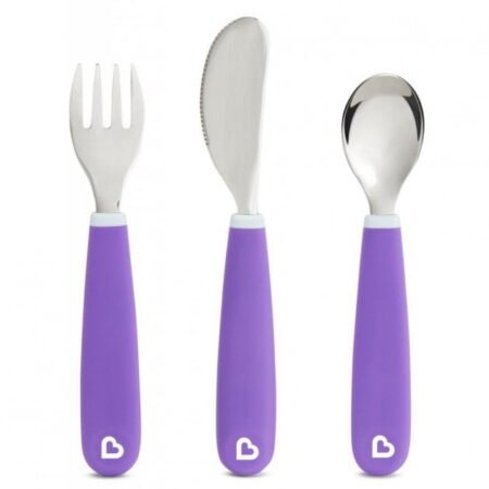 Набір серії *Splash*: ложка + виделка + ніж з  нержавіючої сталі, фіолетовий - Зображення 2
