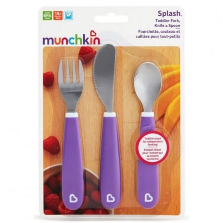 Набір серії *Splash*: ложка + виделка + ніж з  нержавіючої сталі, фіолетовий