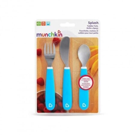 Набір серії *Splash*: ложка + виделка + ніж з  нержавіючої сталі, блакитний