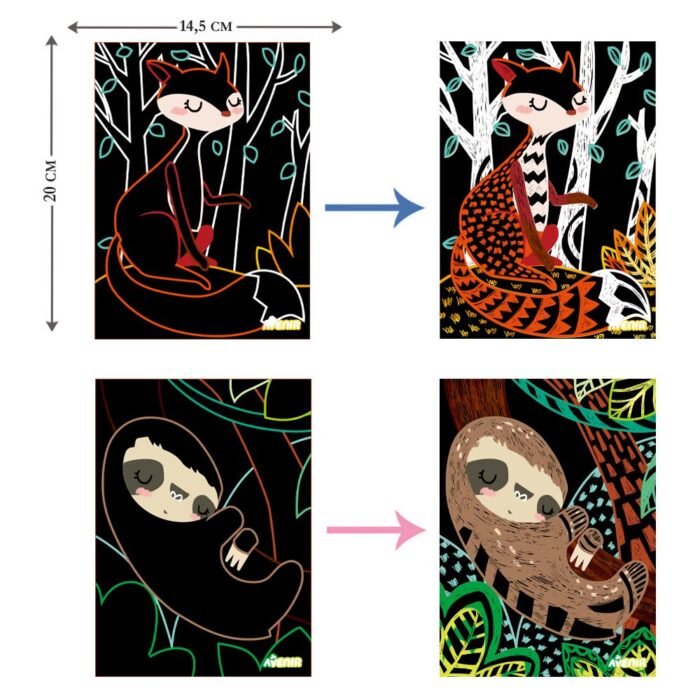 6004131 Набір для творчості, скретч-арт *Чарівні тваринки*, 4 розмальовки - Зображення 2