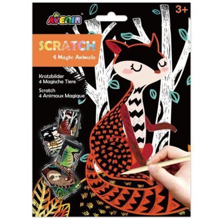 6004131 Набір для творчості, скретч-арт *Чарівні тваринки*, 4 розмальовки