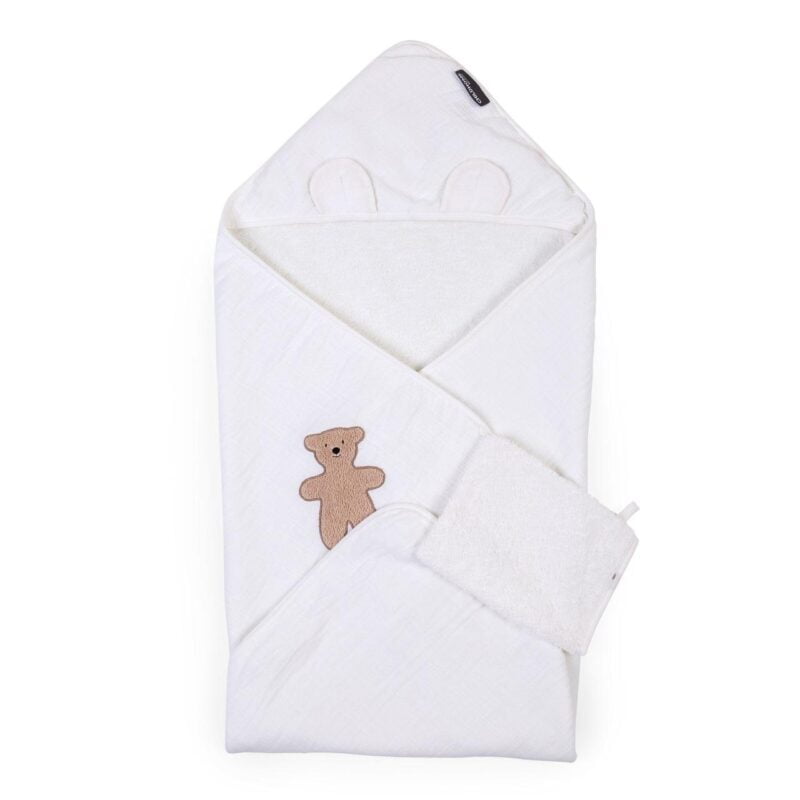 Рушник з капюшоном Childhome 80x80 муслінове  - terry teddy