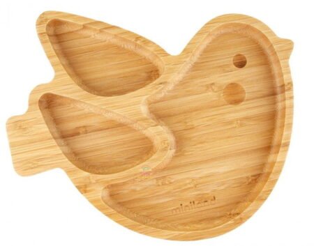 Детская бамбуковая секционная тарелка на присоске WOODEN PLATE Chick