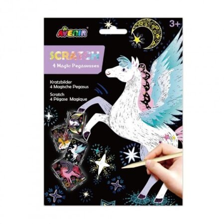 6004129 Набір для творчості, скретч-арт *Чарівні пегаси*, 4 розмальовки