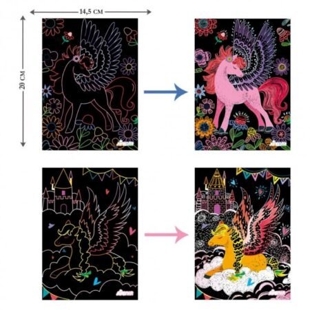 6004129 Набір для творчості, скретч-арт *Чарівні пегаси*, 4 розмальовки - Зображення 3