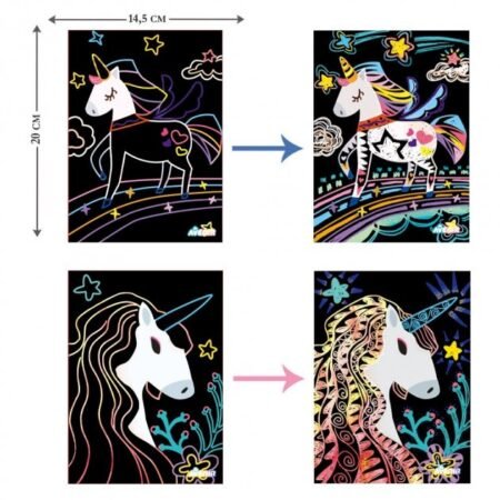 6004134 Набір для творчості, скретч-арт *Чарівні єдиноріжки*, 4 розмальовки - Зображення 2