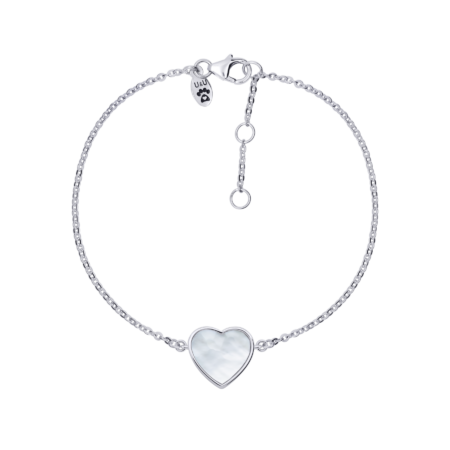 Браслет на ланцюжку Серце велике з перламутром