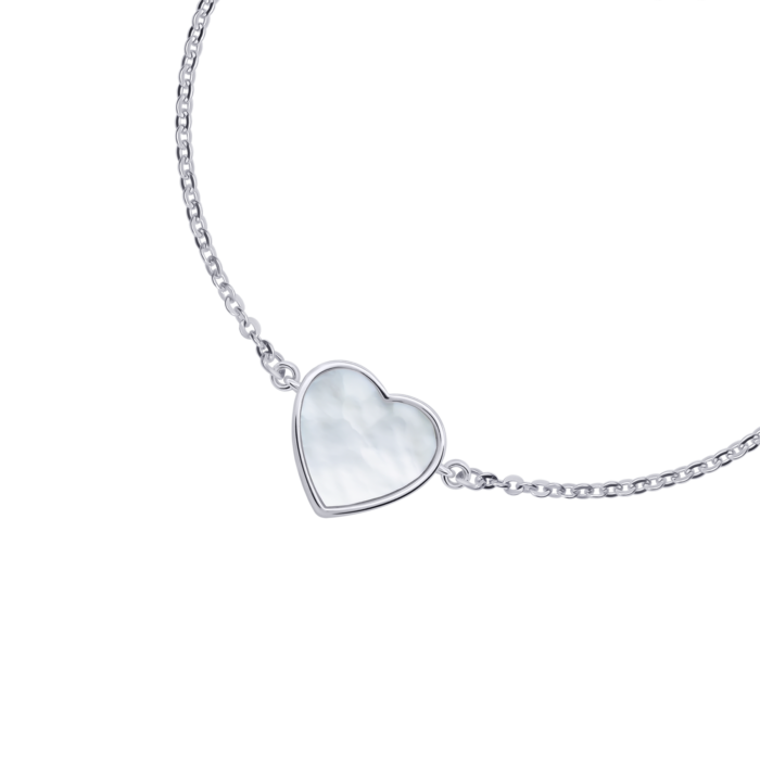 Браслет на ланцюжку Серце велике з перламутром - Зображення 2