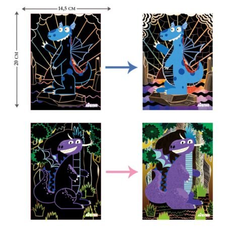 6004133 Набір для творчості, скретч-арт *Чарівні дракончики*, 4 розмальовки - Зображення 3