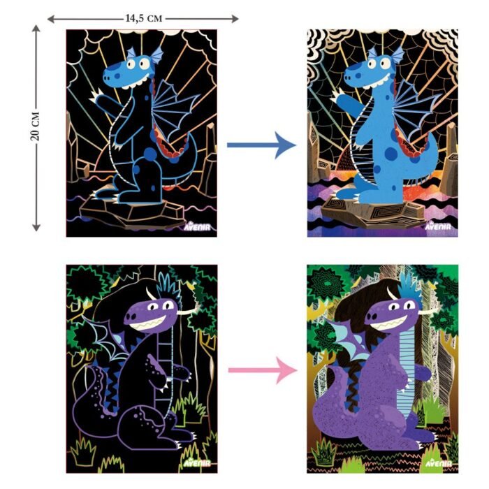 6004133 Набір для творчості, скретч-арт *Чарівні дракончики*, 4 розмальовки - Зображення 3