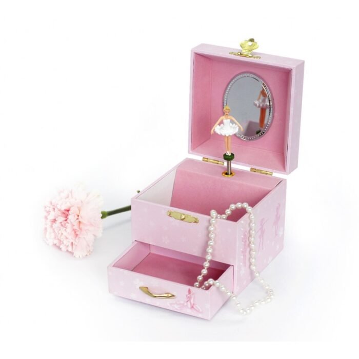 Музична скринька-куб Туфелька Балерини, рожевий колір, фігурка Балерина - Зображення 3