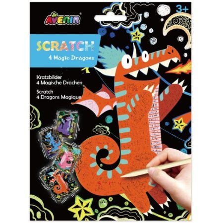 6004133 Набір для творчості, скретч-арт *Чарівні дракончики*, 4 розмальовки