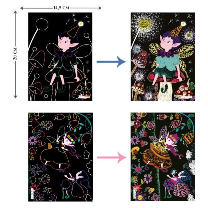 6004130 Набір для творчості, скретч-арт *Чарівні ельфи*, 4 розмальовки - Зображення 2