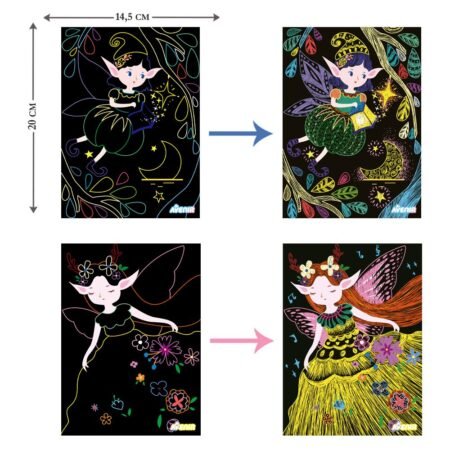 6004130 Набір для творчості, скретч-арт *Чарівні ельфи*, 4 розмальовки - Зображення 3