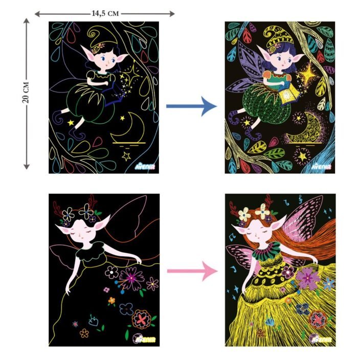 6004130 Набір для творчості, скретч-арт *Чарівні ельфи*, 4 розмальовки - Зображення 3