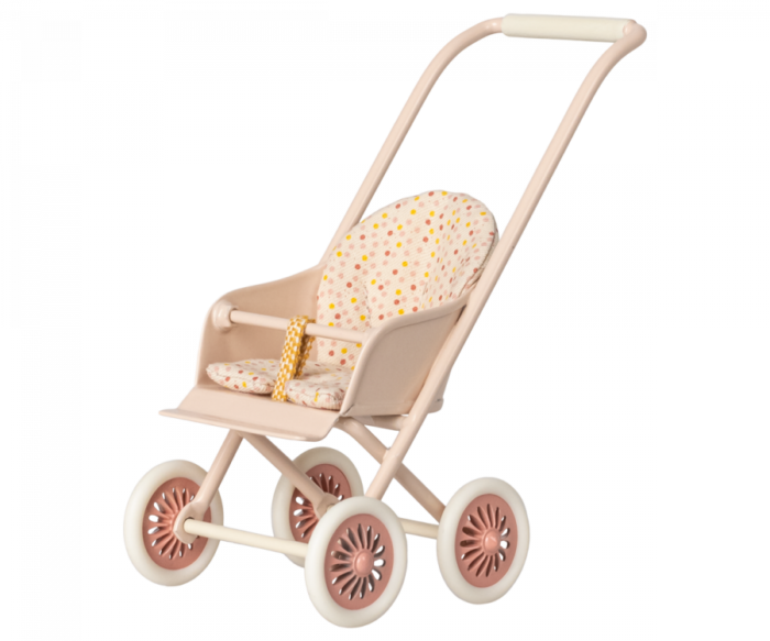 maileg-stroller-micro-powder Аксесуар для ляльки - Візочок Micro, пудровий Maileg - Зображення 1