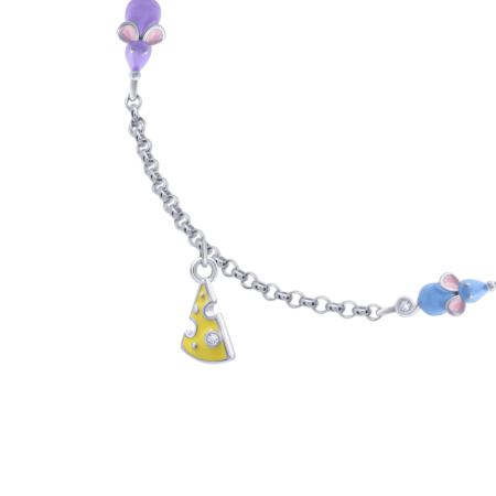 Браслет на ланцюжку Мишеня з сиром Блакитний - Зображення 2